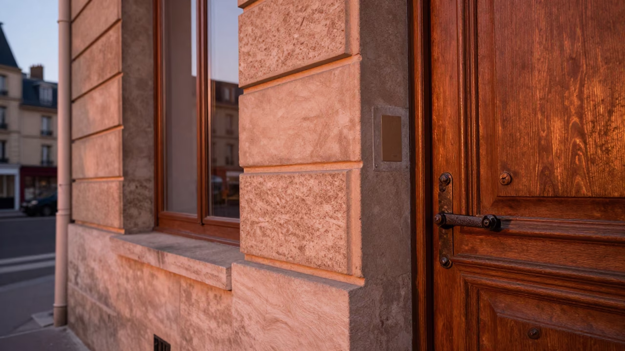 Copper-toned Light Before Dusk on Window Glass in Paris in in Paris, France