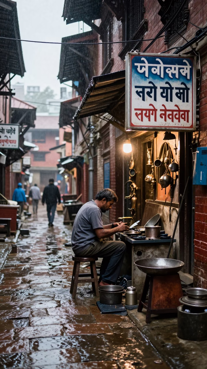 Coppersmith Working in Kathmandu in in Kathmandu, Nepal