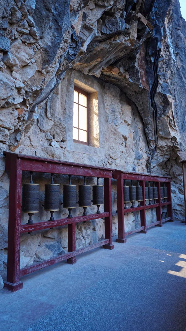 Coptic Church Carved in Rock Beside Prayer Wheel Corridor in beside a prayer wheel corridor in Incheon