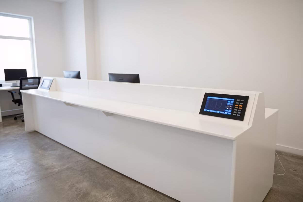 Copy Center Counter in San Angel Morning Light in inside a coworking floor in San Angel, Mexico City
