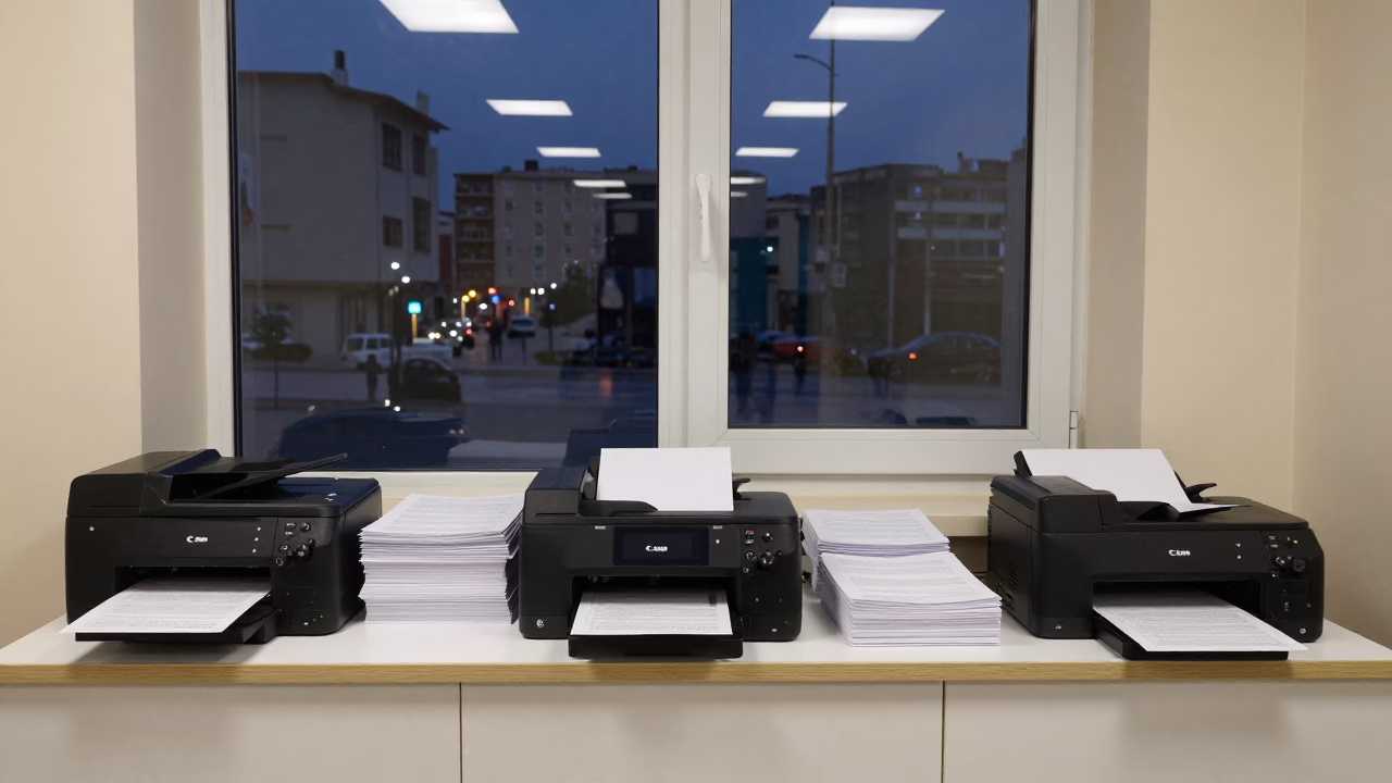 Copy Center Counter Zarqa Before Dawn in inside a coworking floor in Zarqa