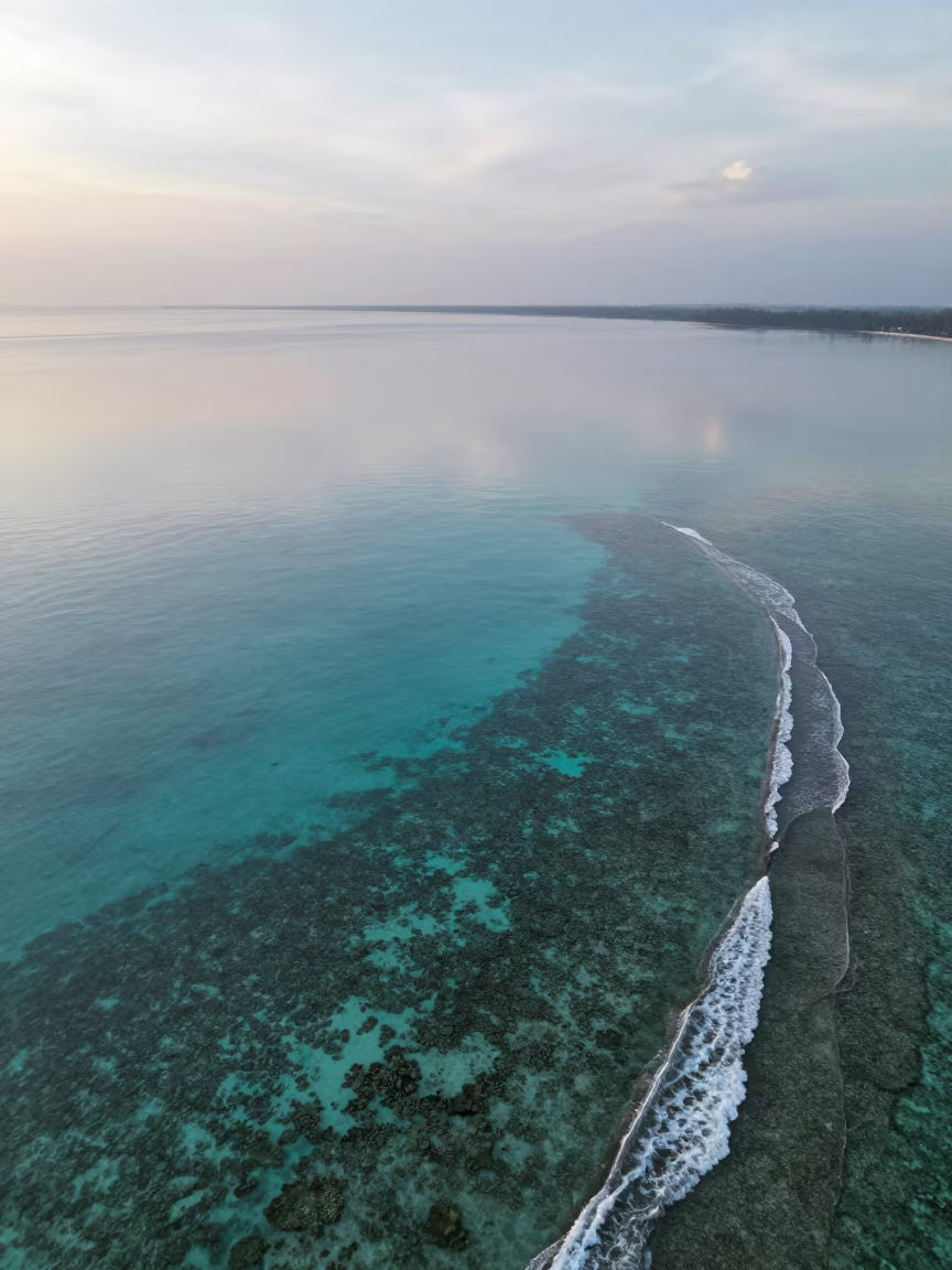 Coral Atoll Lagoon Morning Haze Jakarta in along a wave-cut shoreline near Jakarta