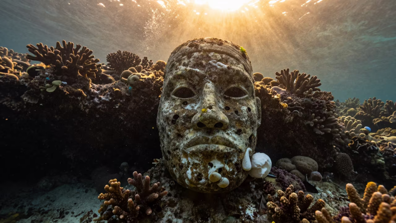 Coral Builder Face Lime Knuckles Zanzibar Reef in beside a reef crevice under clear water near Zanzibar
