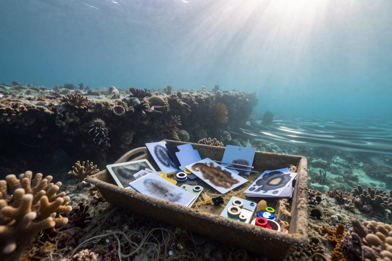 Coral Dip Tray in Tropical Dawn Shallows in beneath a reef ledge in tropical shallows near Cairns