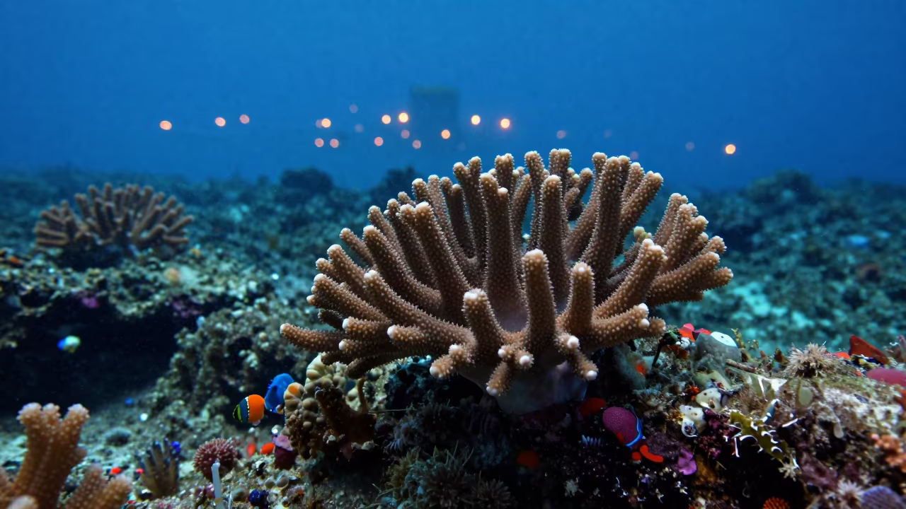 Coral Fungus Under Reef Ledge Twilight Stone Town in beneath a reef ledge in tropical shallows near Stone Town