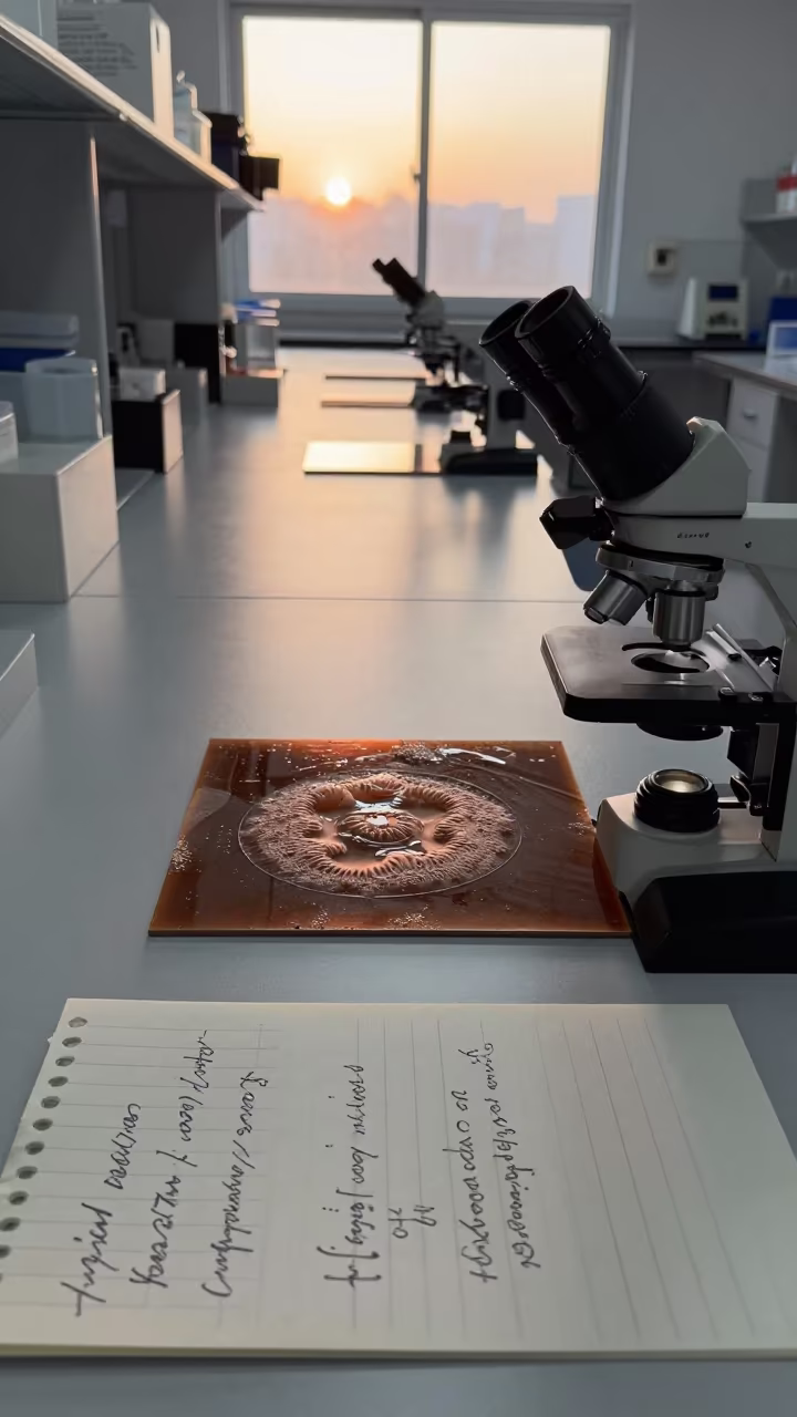 Coral Polyps Slide and Dive Slate in Fossil Lab in in a fossil prep lab in Phuket