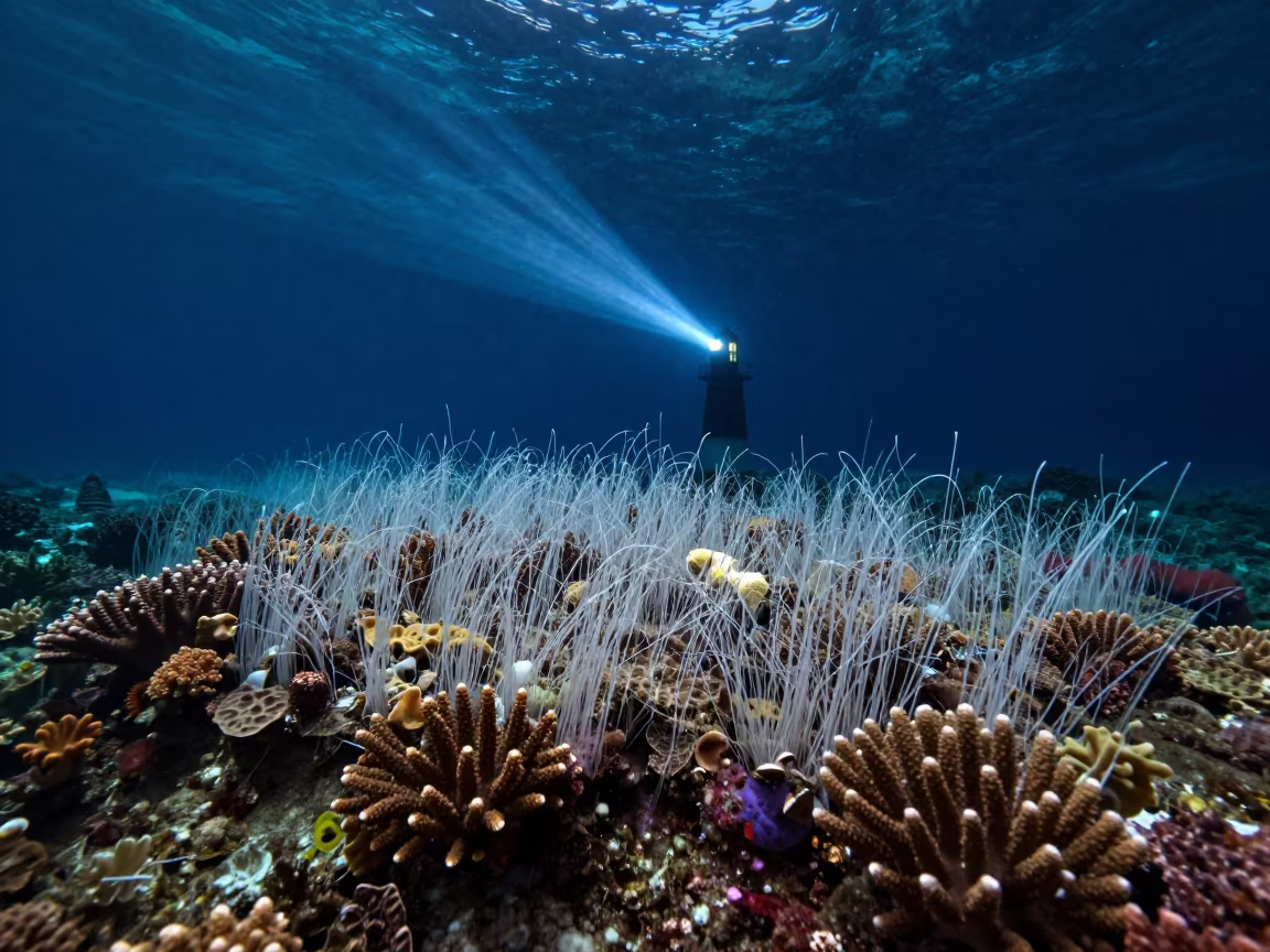 Coral Spawning Night Blue Water Cairns in along a coral wall with blue water beyond near Cairns