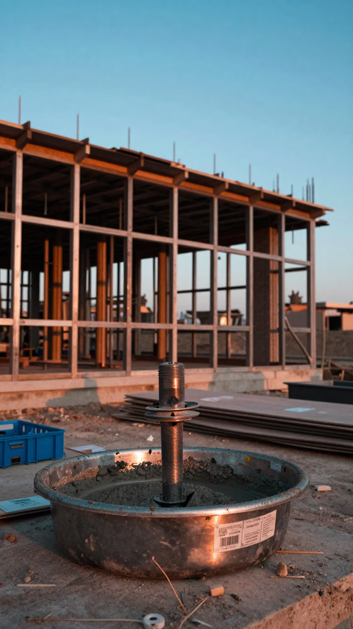 Core Drill Slurry Pan at Construction Site in beside a framed building shell in Hurghada