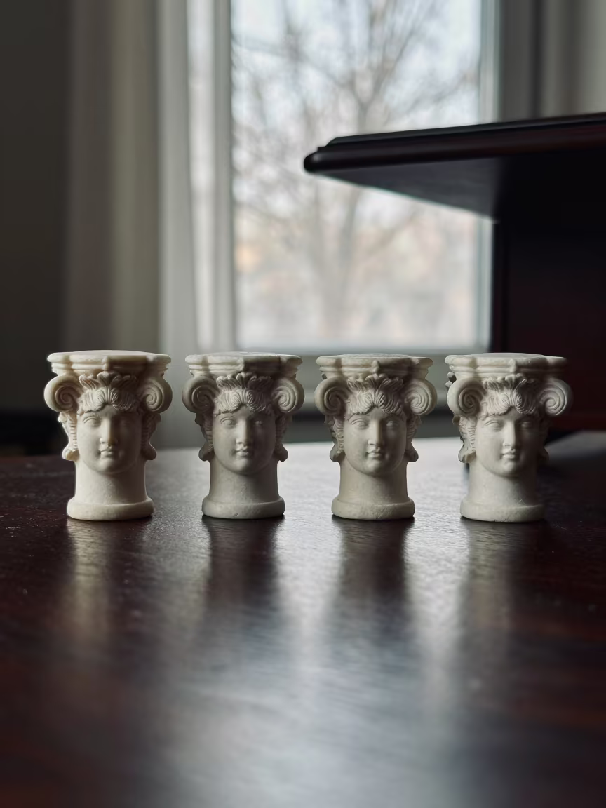 Corinthian Capitals on Beijing Writing Desk in on a writing desk in Dashilar, Beijing
