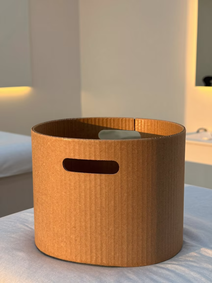 Cork Backing Bin in Skincare Room in inside a skincare treatment room near Damietta