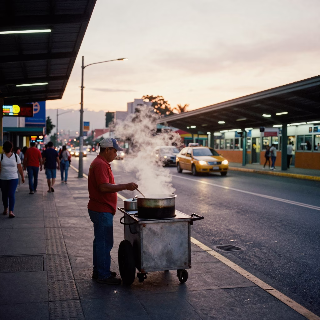 Corn Elote in Medellin at Nautical Dawn Light in in Medellin, Colombia