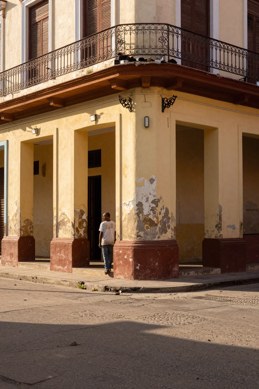 Corner Afternoon in Havana at Late Afternoon Light in in Havana, Cuba