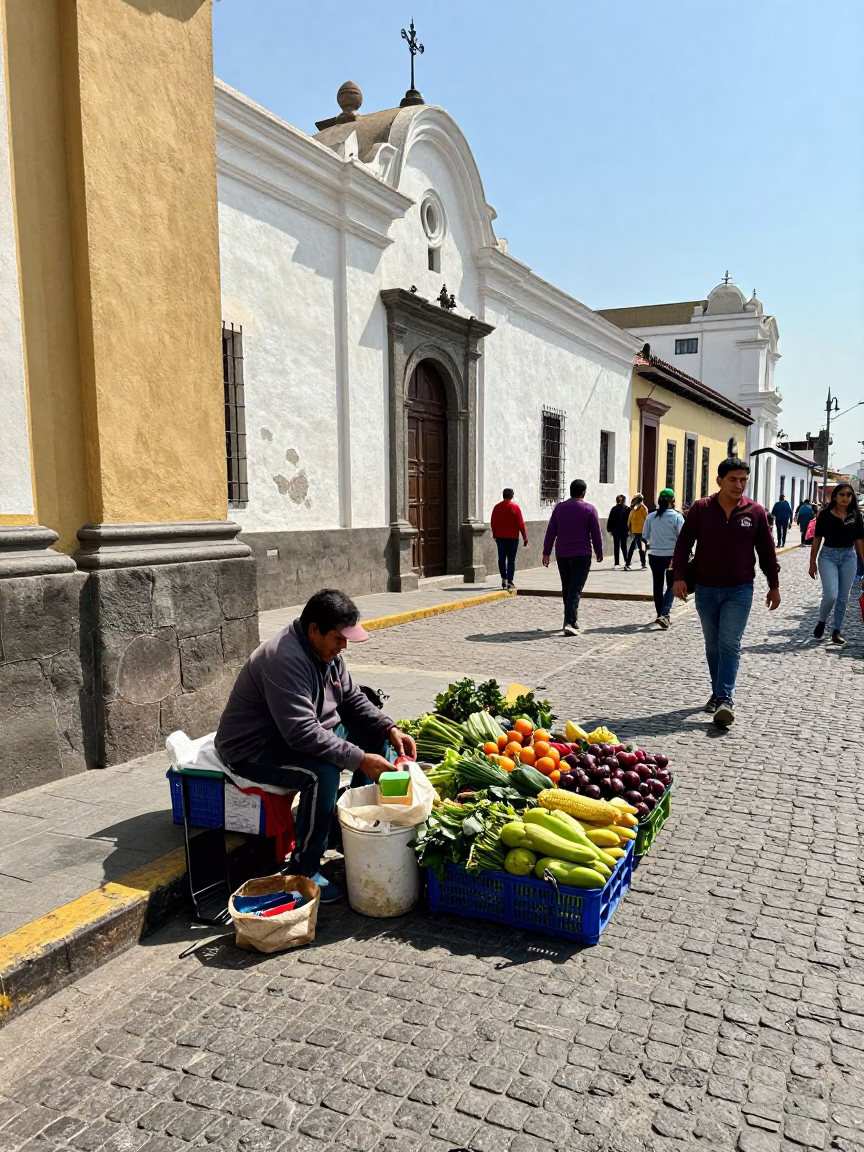 Corner Afternoon in Lima at Afternoon Light in in Lima, Peru