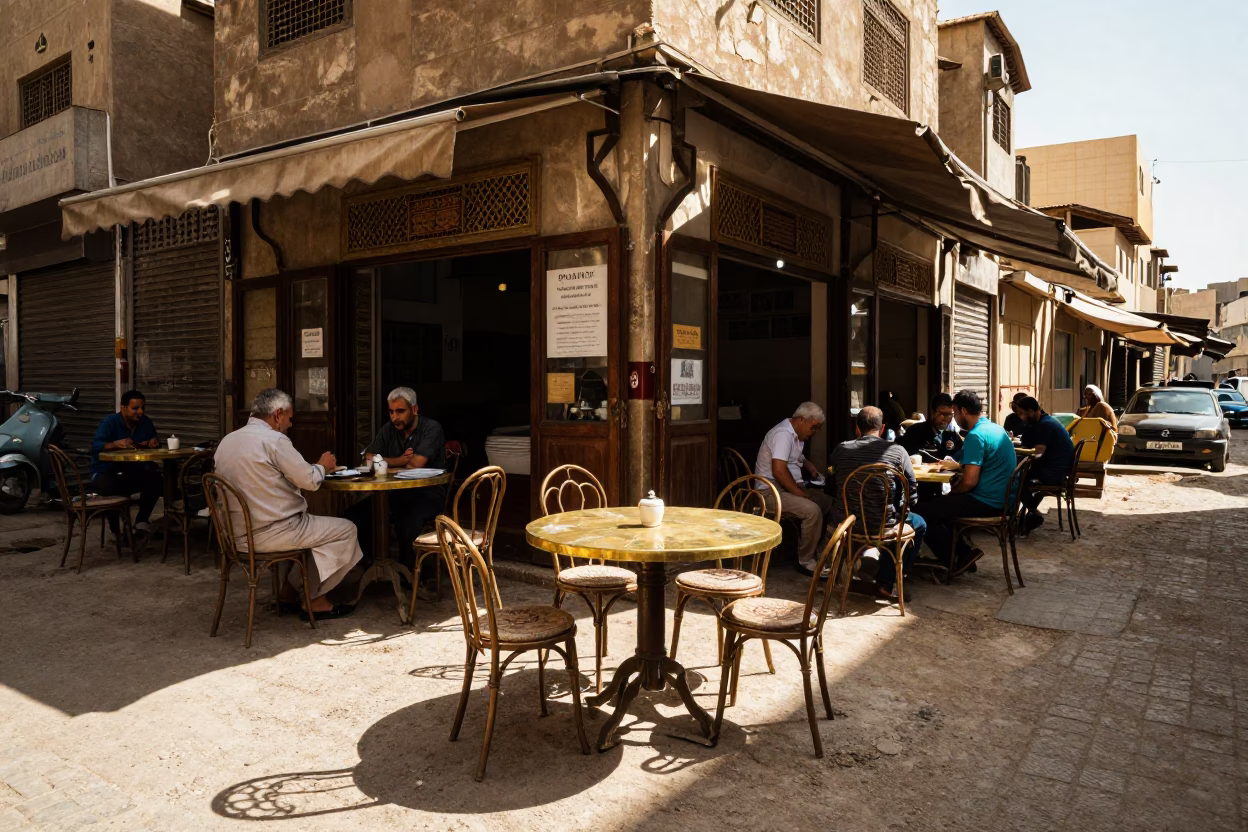 Corner Cafe in Cairo at The Early Afternoon Light in in Cairo, Egypt
