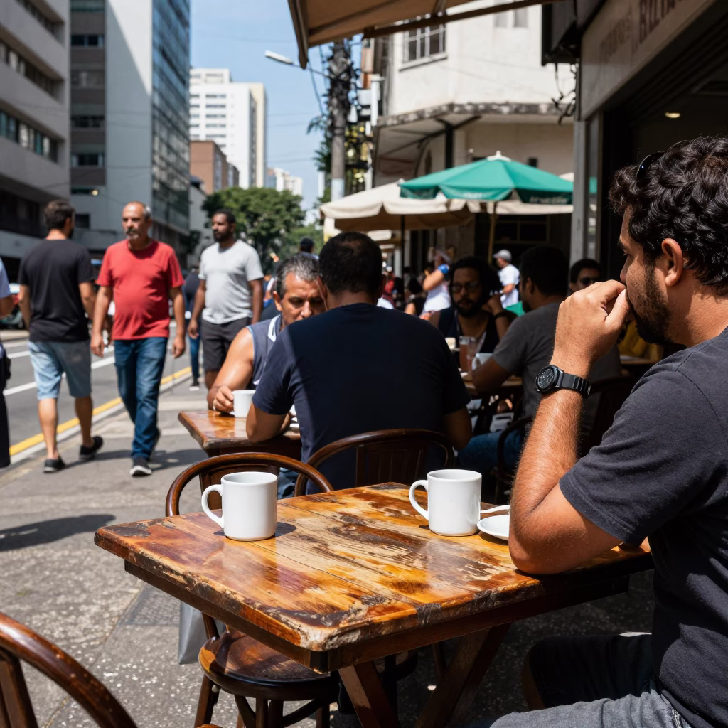 Corner Cafe in São Paulo at Afternoon Light in in São Paulo, Brazil