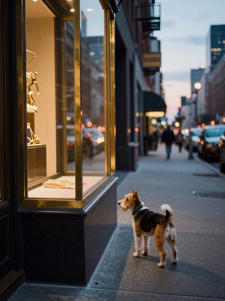 Corner Evening at As City Lights Begin To Glow in New York in in New York, New York, United States