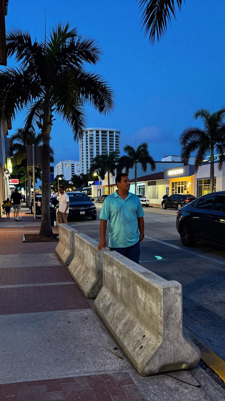 Corner Evening in Miami at The Last Blue Light Of Evening in in Miami, Florida, United States