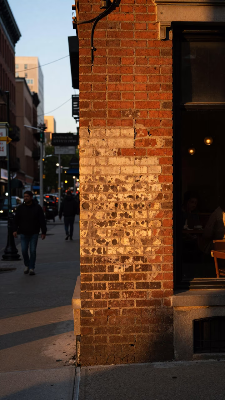 Corner Evening in New York at Honeyed Evening Light in in New York, New York, United States