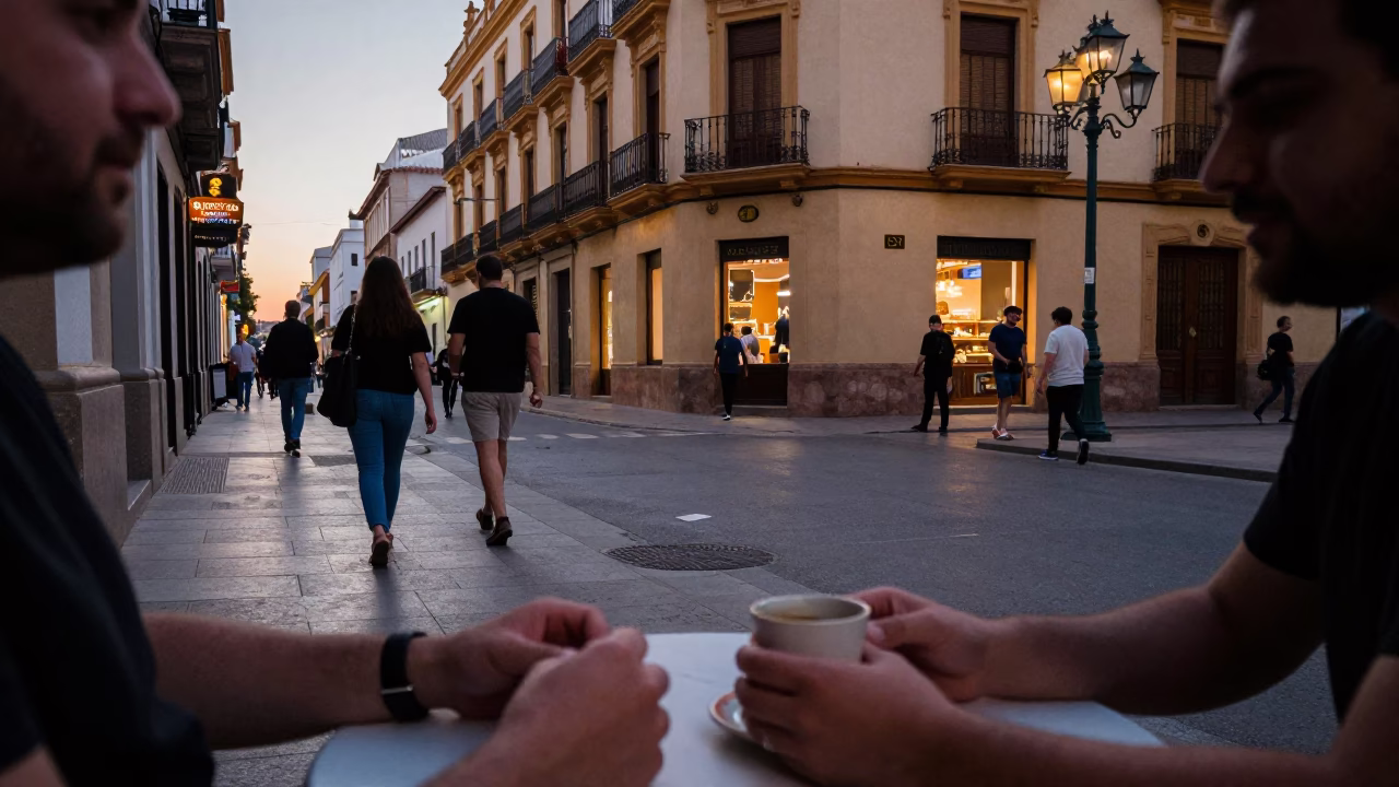 Corner Evening in Valencia at The Early Evening Light in in Valencia, Spain