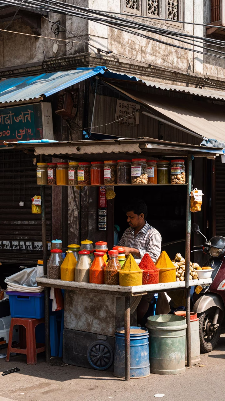 Corner Midday in Kolkata at Midday Light in in Kolkata, India