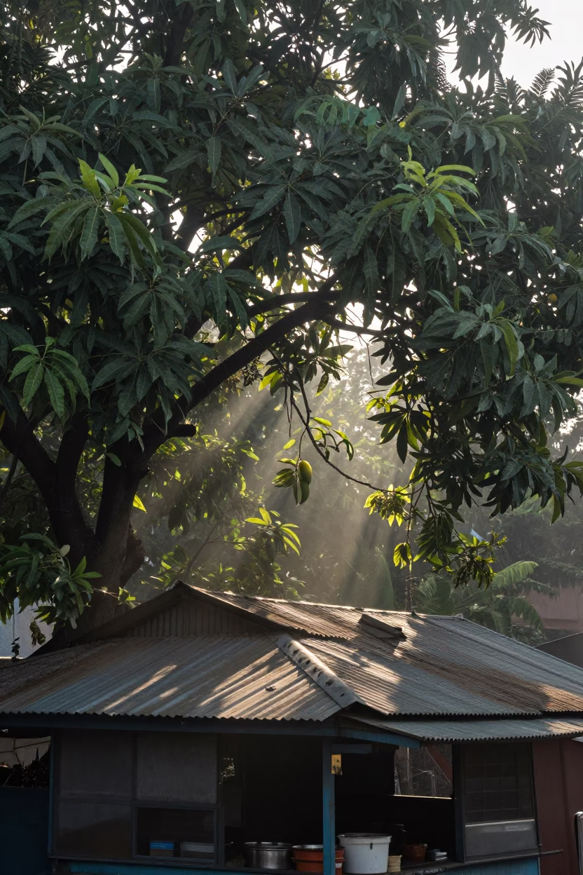 Corner Morning in Mumbai at The Early Morning Light in in Mumbai, India