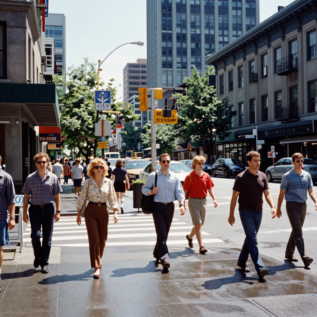 Corner Scene in Seattle at The Flat Glare Of Noon Light in in Seattle, Washington, United States