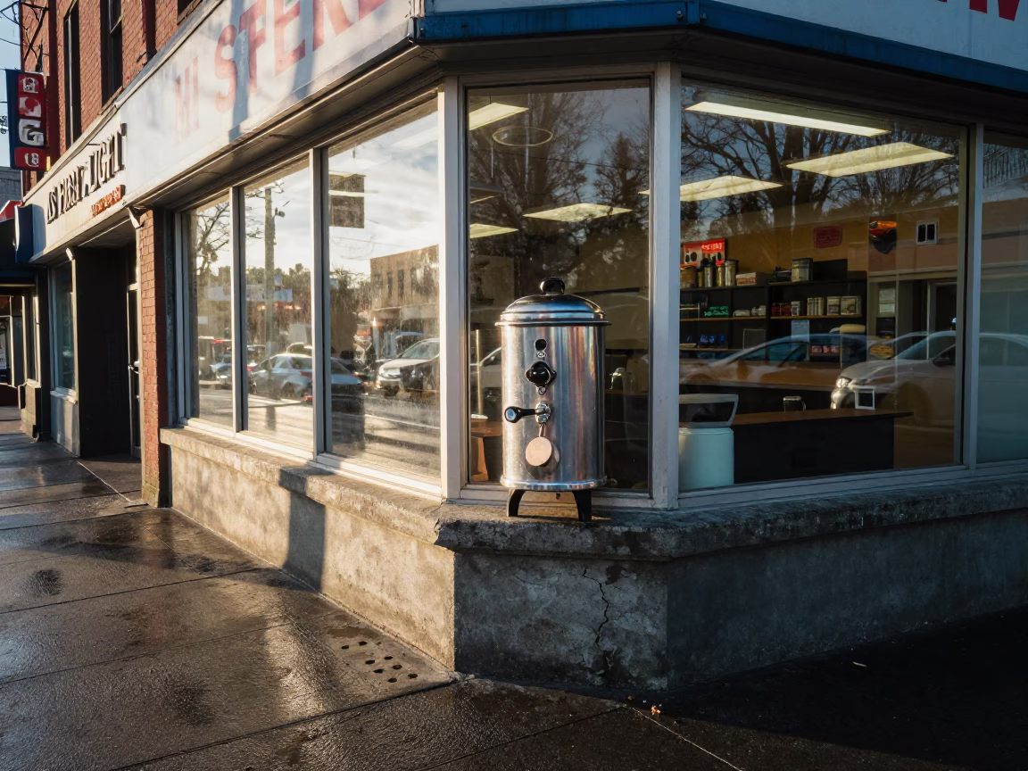 Corner Store in Portland at As First Light Reaches The Scene in in Portland, Oregon, United States