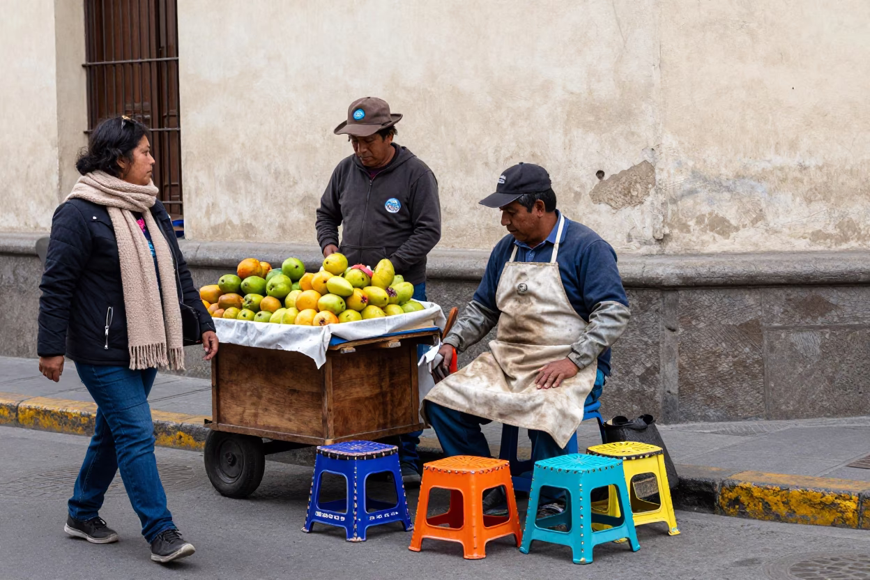 Corner Vendor in Lima at Midday Light in in Lima, Peru
