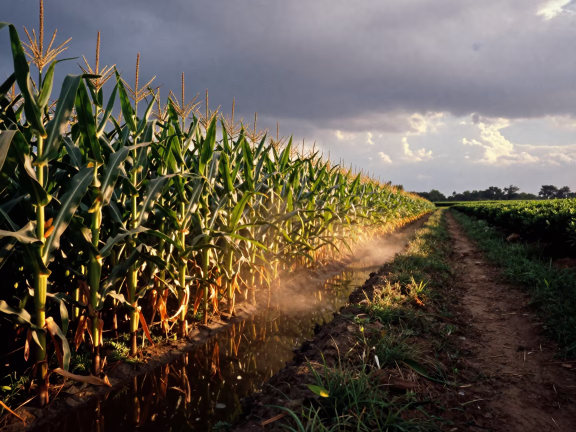 Cornfield Lane Pollen Dust Reflected Light in at the edge of a tea plantation in Geneva