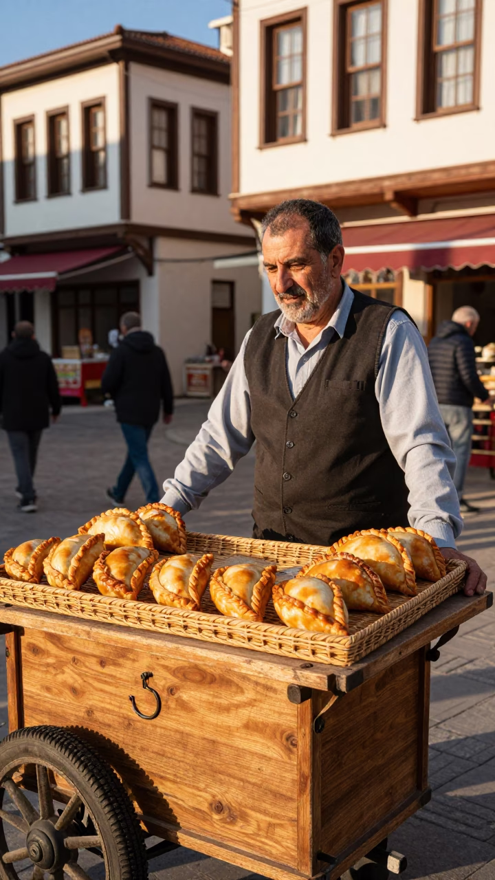 Cornish Pasties in Izmir at The Early Afternoon Light in in Izmir, Turkey