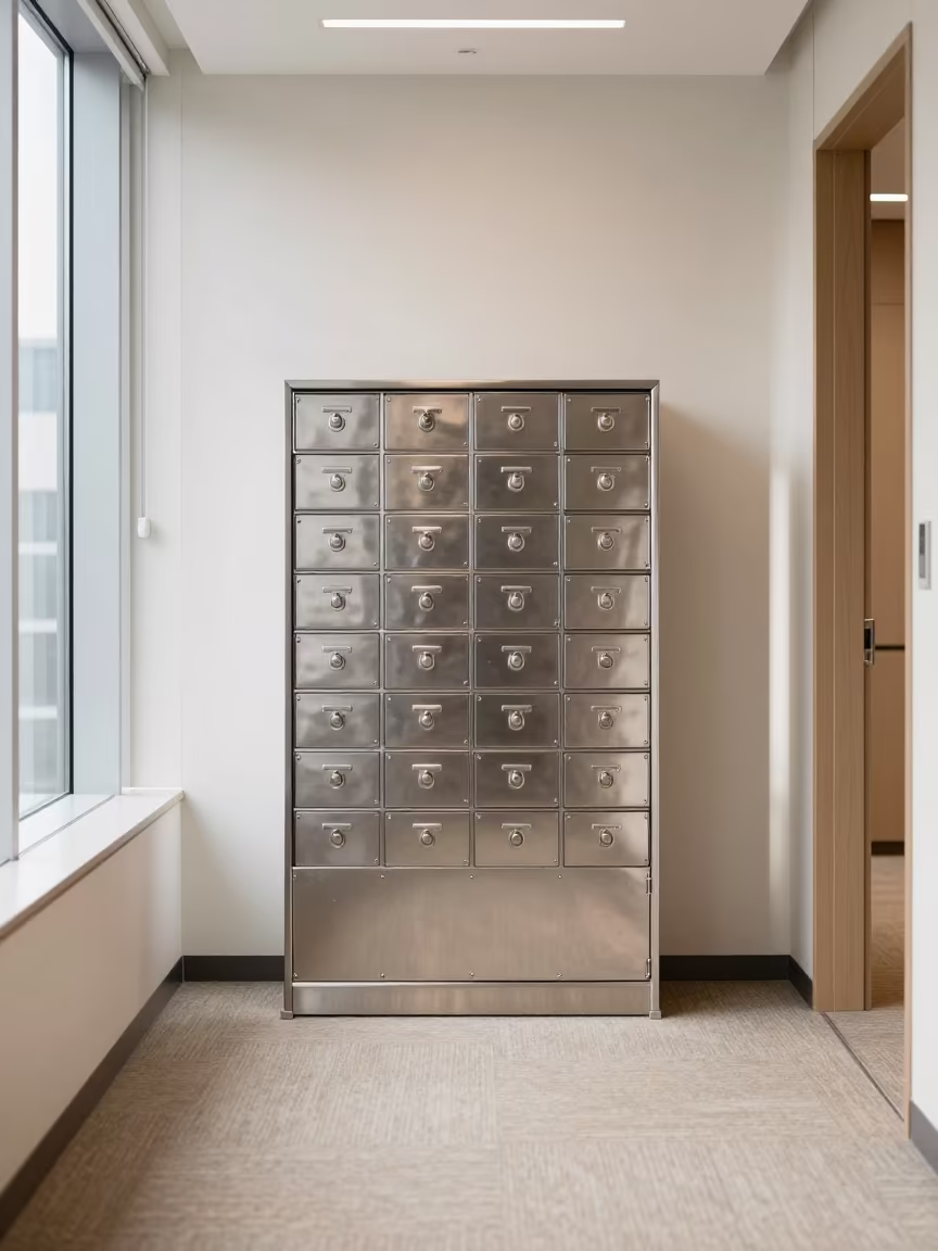 Corporate Seal Lockbox in Fukuoka Hallway in inside a coworking floor in Fukuoka