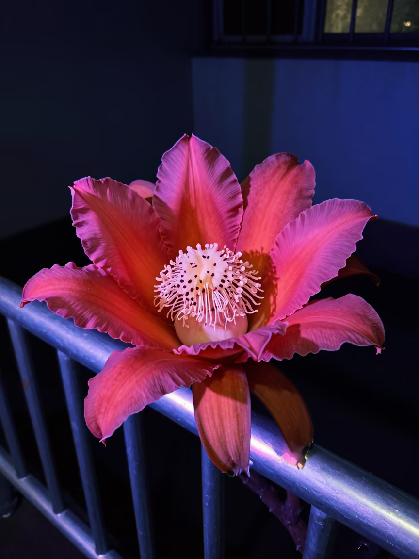 Corpse Flower Neon Light Pier Memphis Night in on a pier railing near Memphis