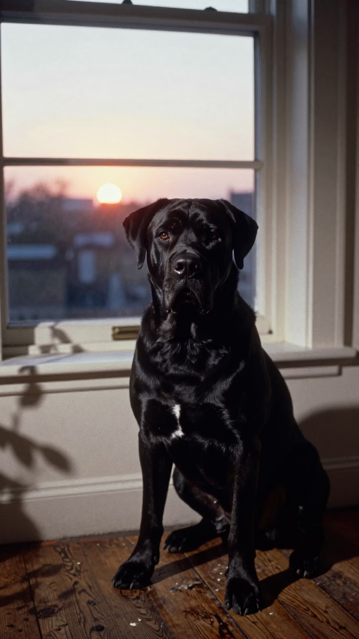 Corso Dog in London at As The Sun Drops Toward The Horizon in in London, United Kingdom