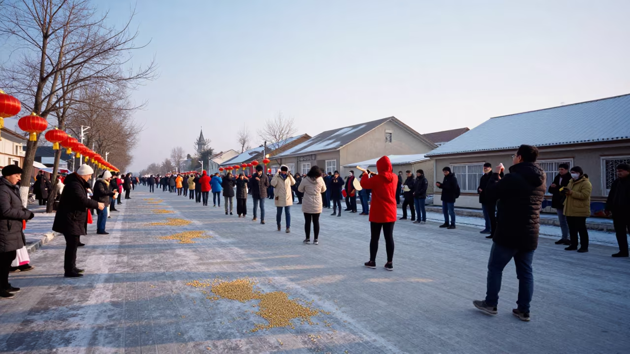 Çorum Setsubun Bean Throw Before Dawn in at a festival street procession in Çorum