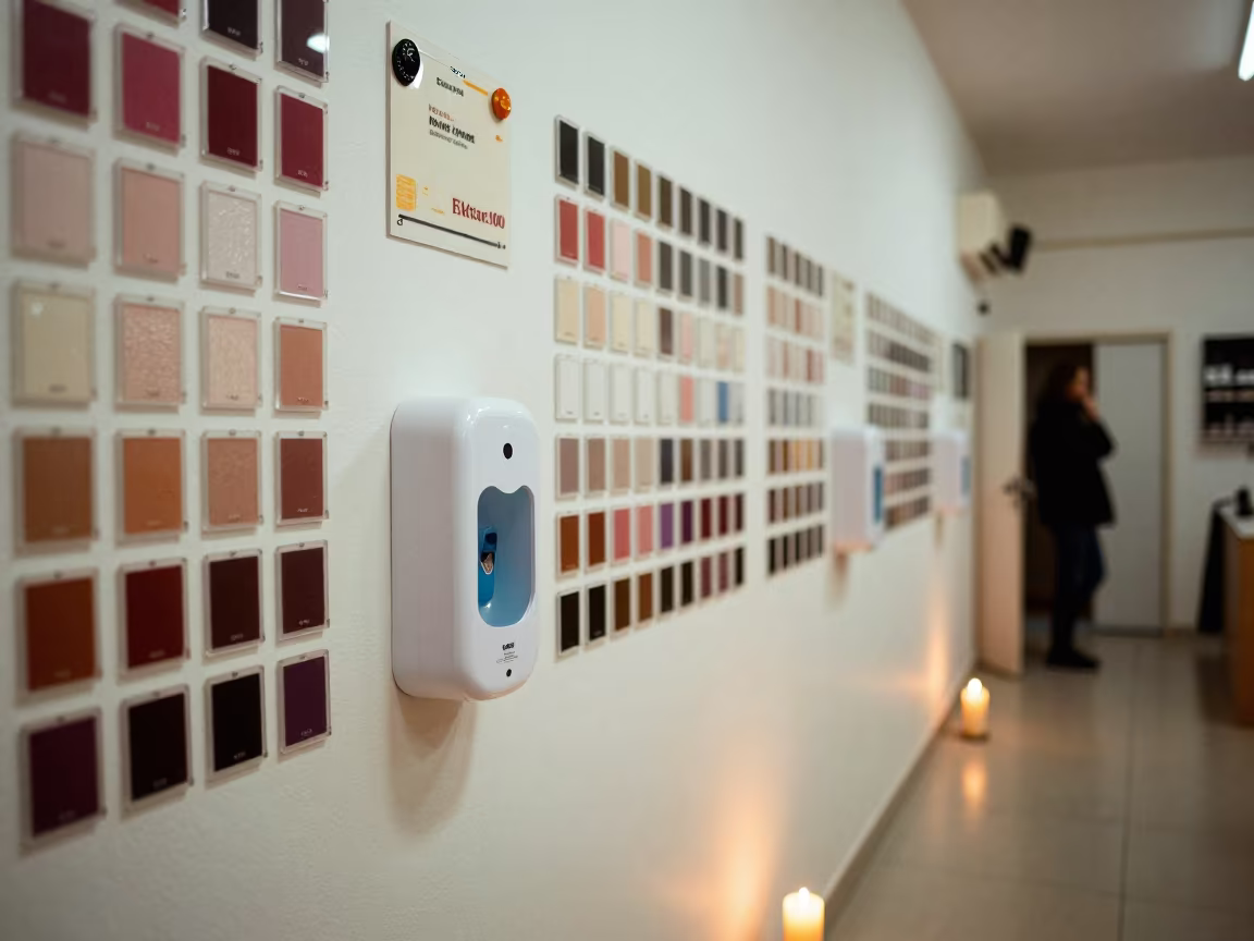 Cosmetics Tester Wall with Sanitizer in Touggourt in inside a fitting room corridor in Touggourt