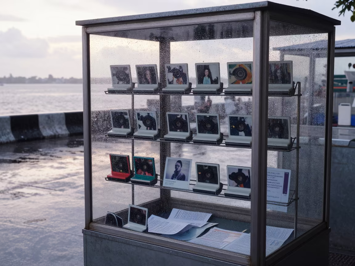 Costume Rack Catalogs Under Glass Dawn in at a waterfront celebration in Iloilo