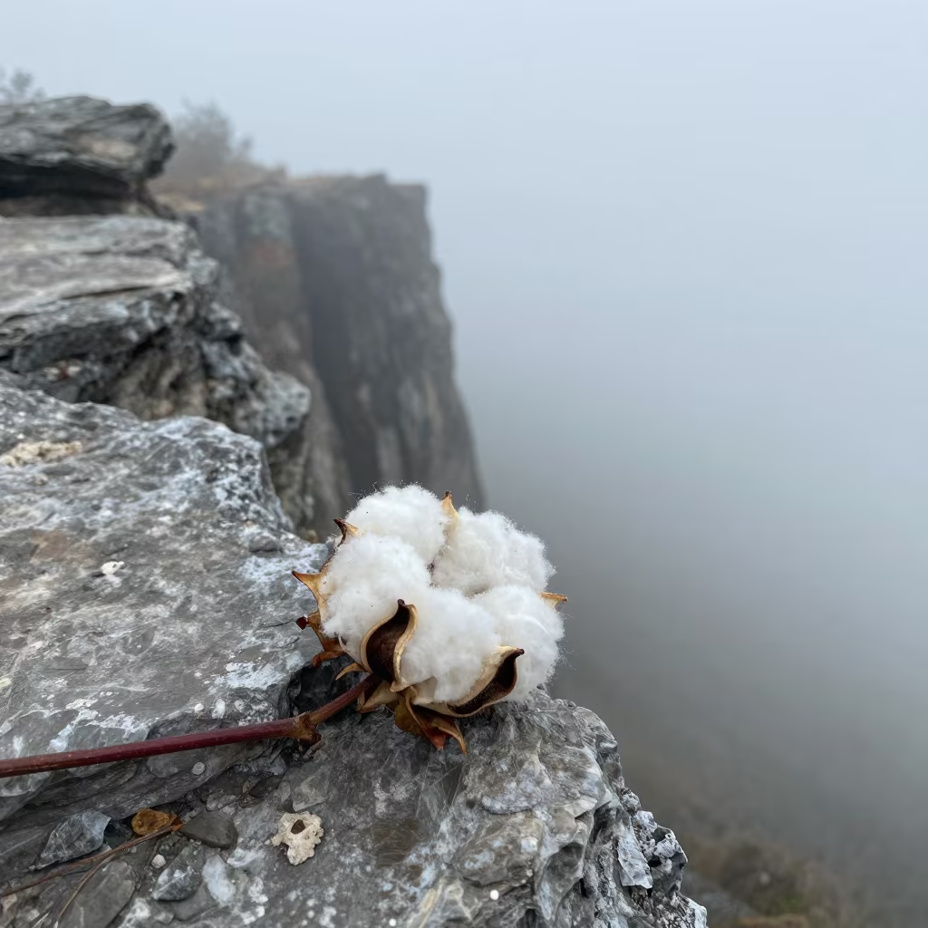 Cotton Boll Splitting on Vietnam Cliff Edge in along a salt-sprayed cliff edge in Vietnam