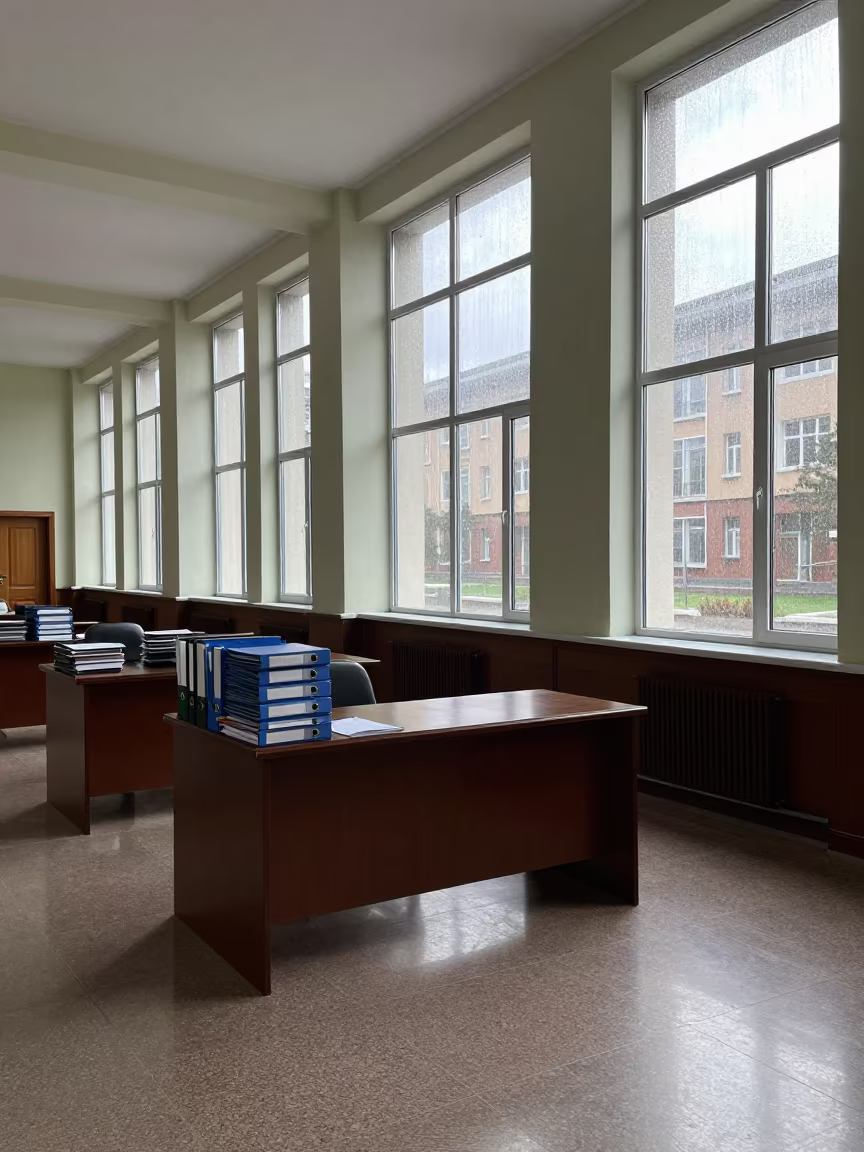 Council Desk Binders Courthouse Makhachkala in in a courthouse corridor in Makhachkala