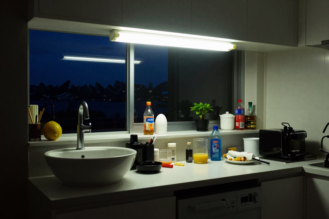 Counter Apartment in Sydney at Midnight Light in in Sydney, New South Wales, Australia