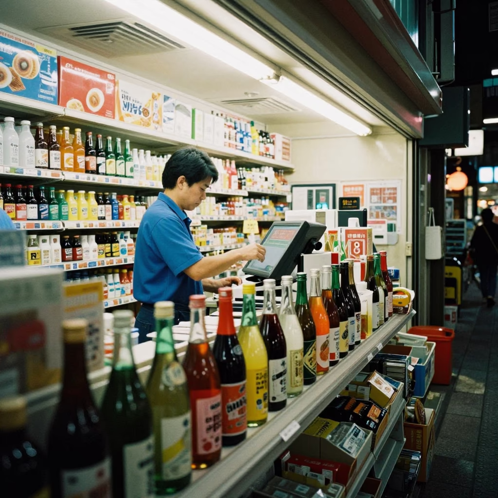 Counter Display in Tokyo at Deep In The Night Light in in Tokyo, Japan