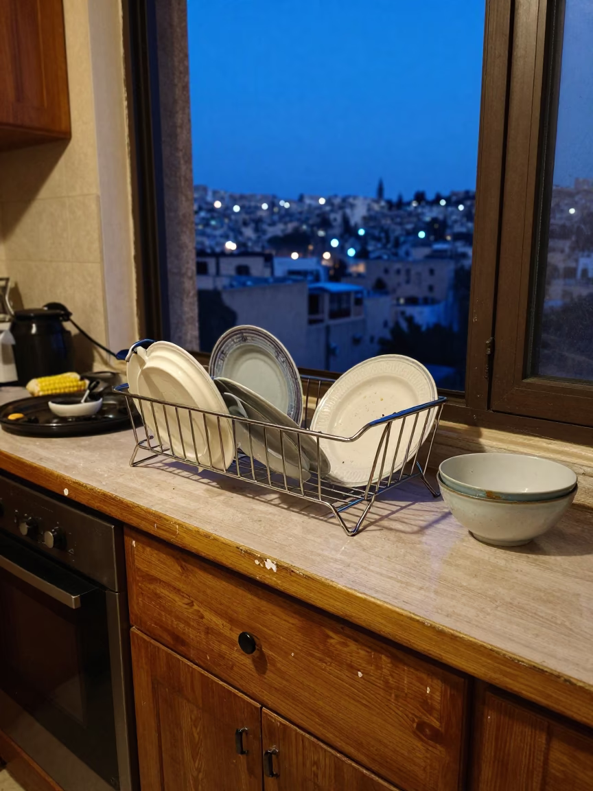 Counter Scene in Beirut at Indigo Twilight After Sunset in in Beirut, Lebanon