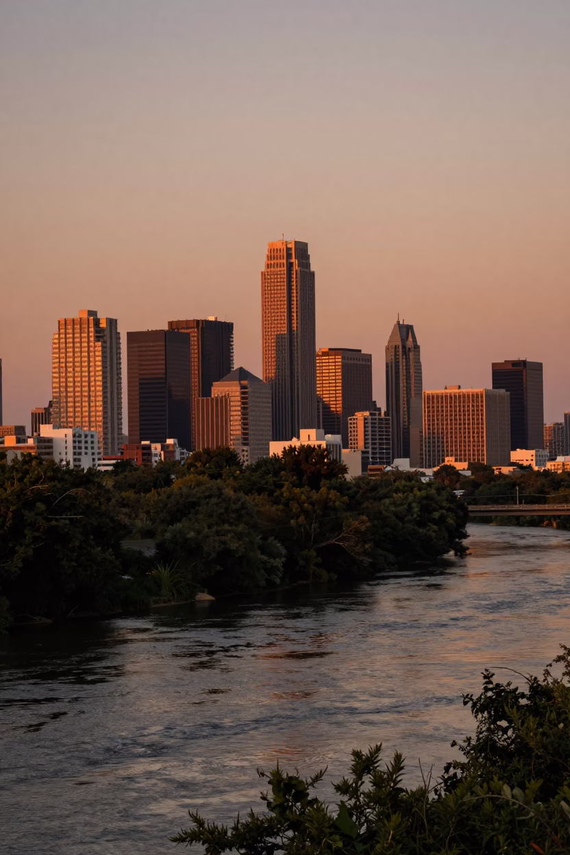 Country Landscape at Copper-toned Light Before Dusk in Austin in in Austin, Texas, United States