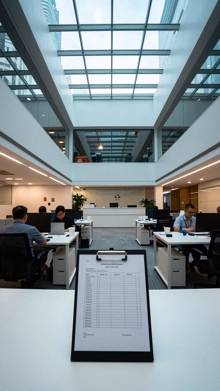 Courier Manifest Stand in Kuala Lumpur Office Bay in inside an open-plan office bay in Bukit Bintang, Kuala Lumpur