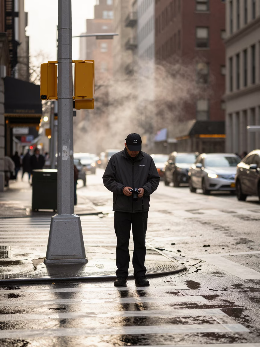 Courier Pausing in New York in in New York, New York, United States