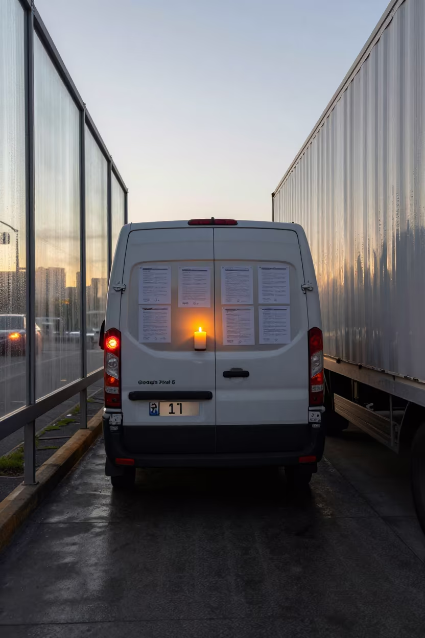 Courier Van Loading Zone Brisbane Golden Hour in inside a cross-dock lane near Brisbane