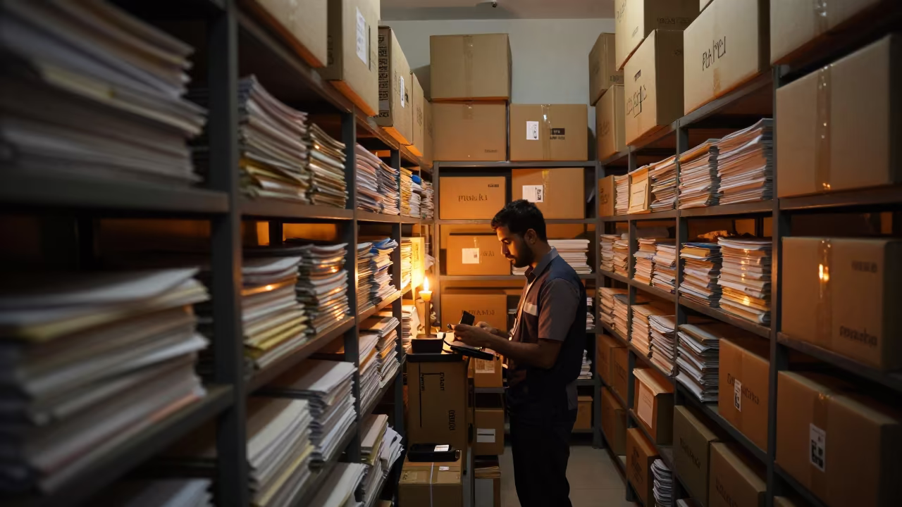 Courier Waybill Shelf Before Dawn in Faisalabad Office in at an office reception desk near Faisalabad