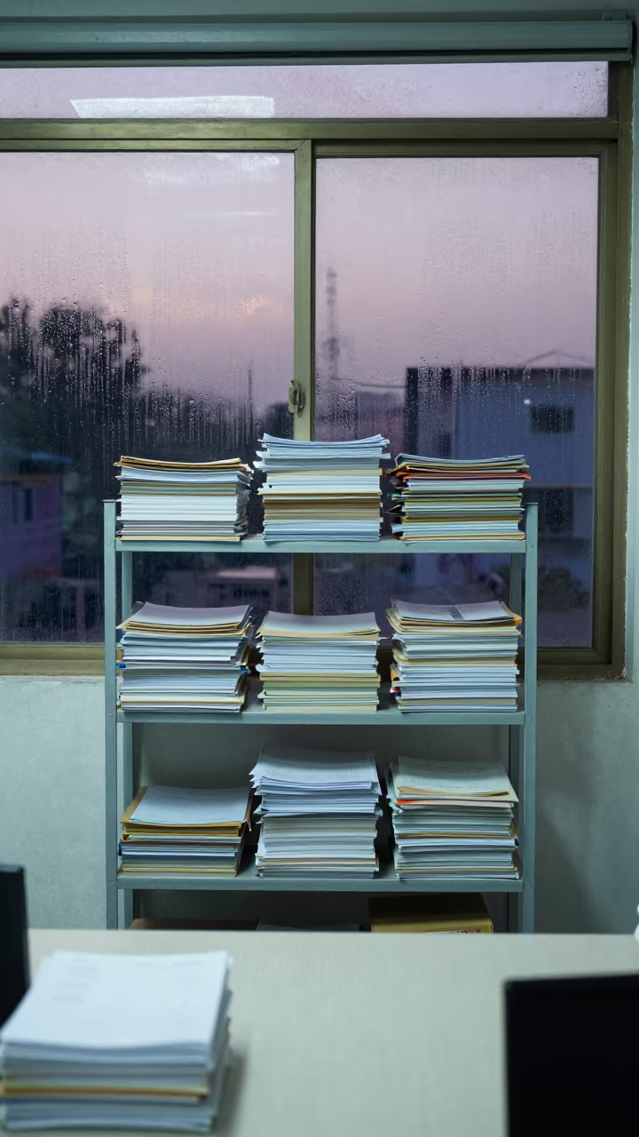 Courier Waybill Shelf Before Meeting in Jaipur Office in at a boardroom table before a meeting near Bapu Bazaar, Jaipur
