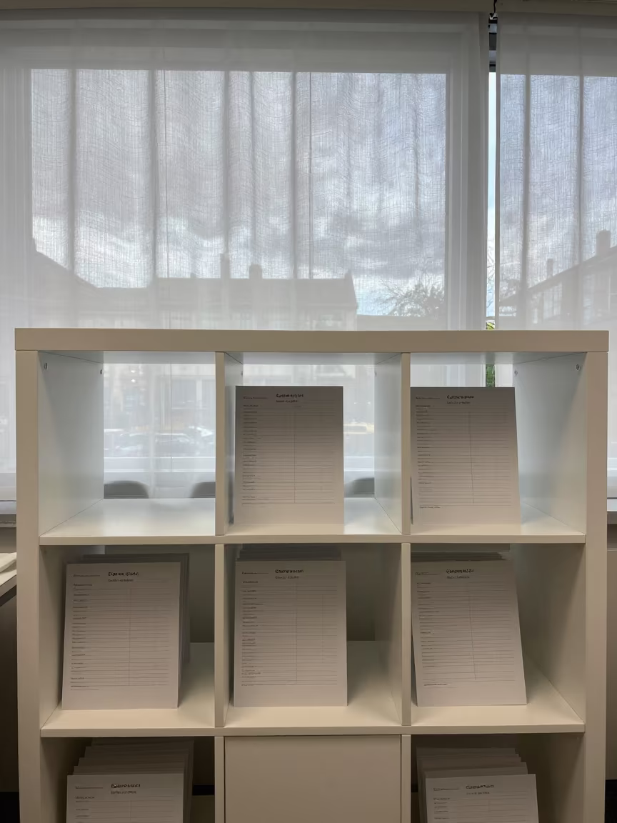 Courier Waybill Shelf Late Afternoon Exeter Office in inside a coworking floor near Exeter