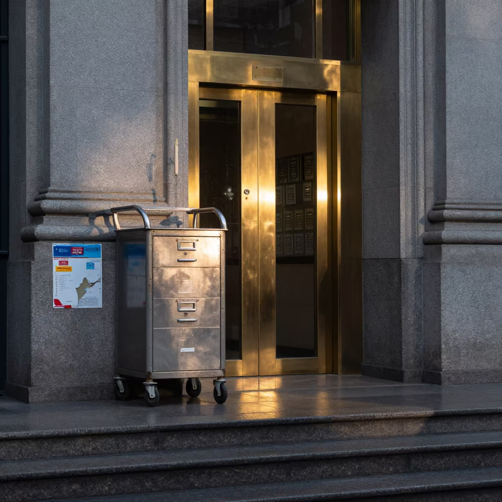 Courthouse File Cart Before Sunrise Quezon City in on the steps of city hall in Quezon City
