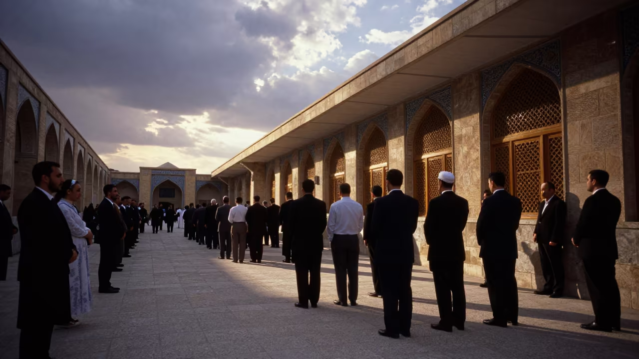 Courthouse Skylight Light Golden Hour Oath Ceremony in in a courthouse corridor near Mashhad